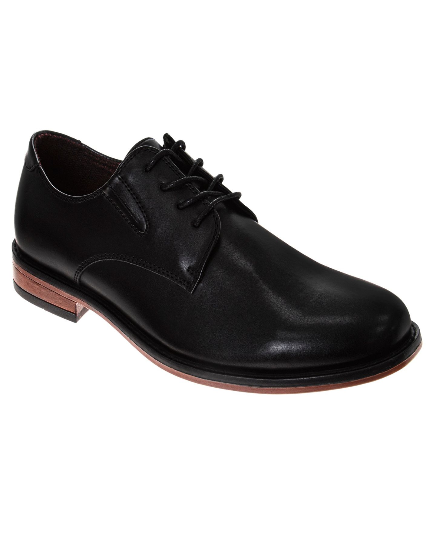 Мужские туфли Perry Ellis Round-Toe Heel-Detail Oxford, цвет: Чёрный — фото 1