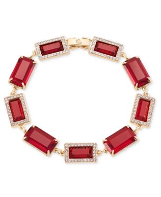 Silver-Tone Glass Crystal Baguette Flex Bracelet