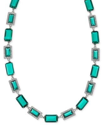 Gold-Tone Crystal Baguette Collar Necklace, 17"