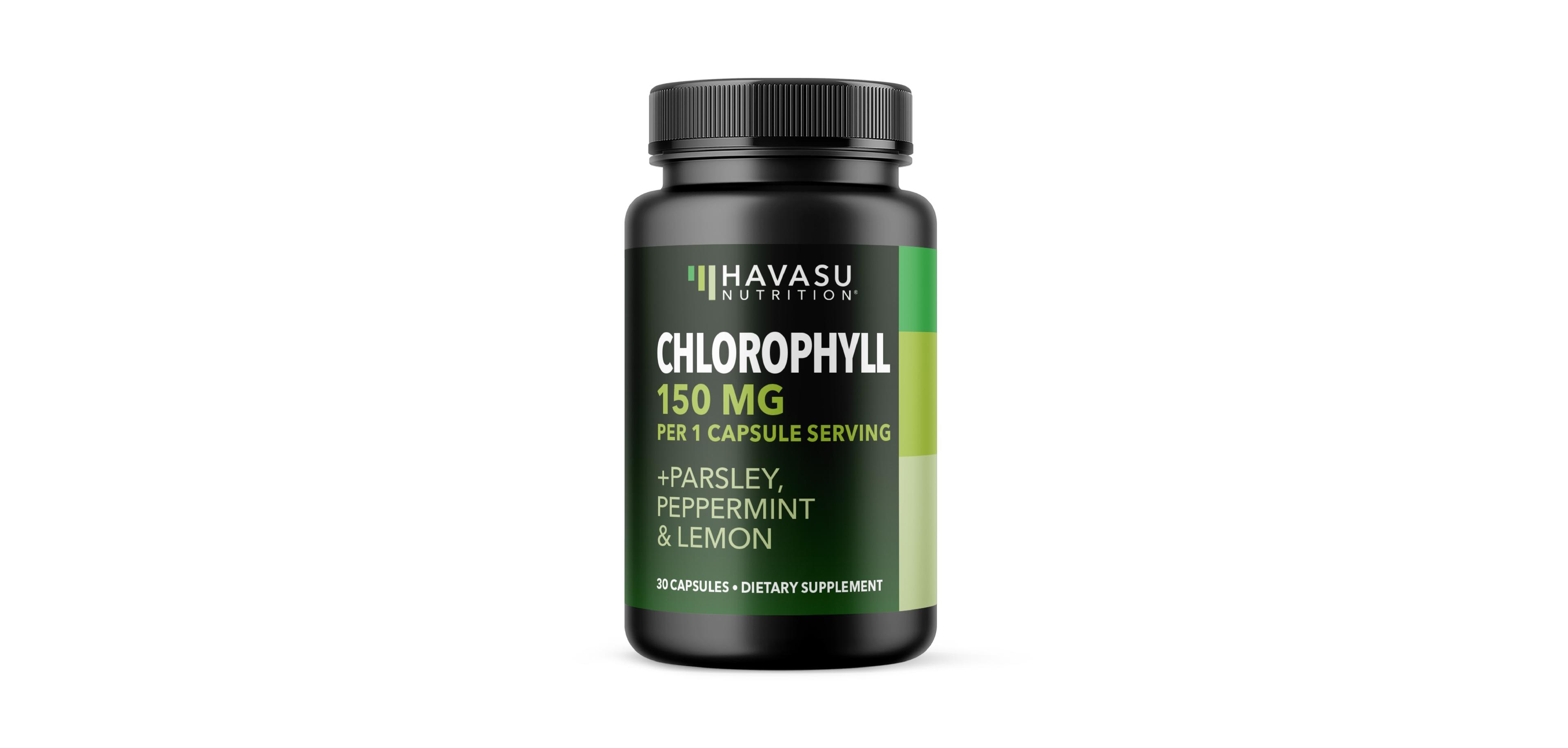 Havasu Nutrition Chlorophyll Capsules 150mg Chlorophyll Per Serving With Parsley, Peppermint and Lemon Extract 30 Capsules 30 Servings