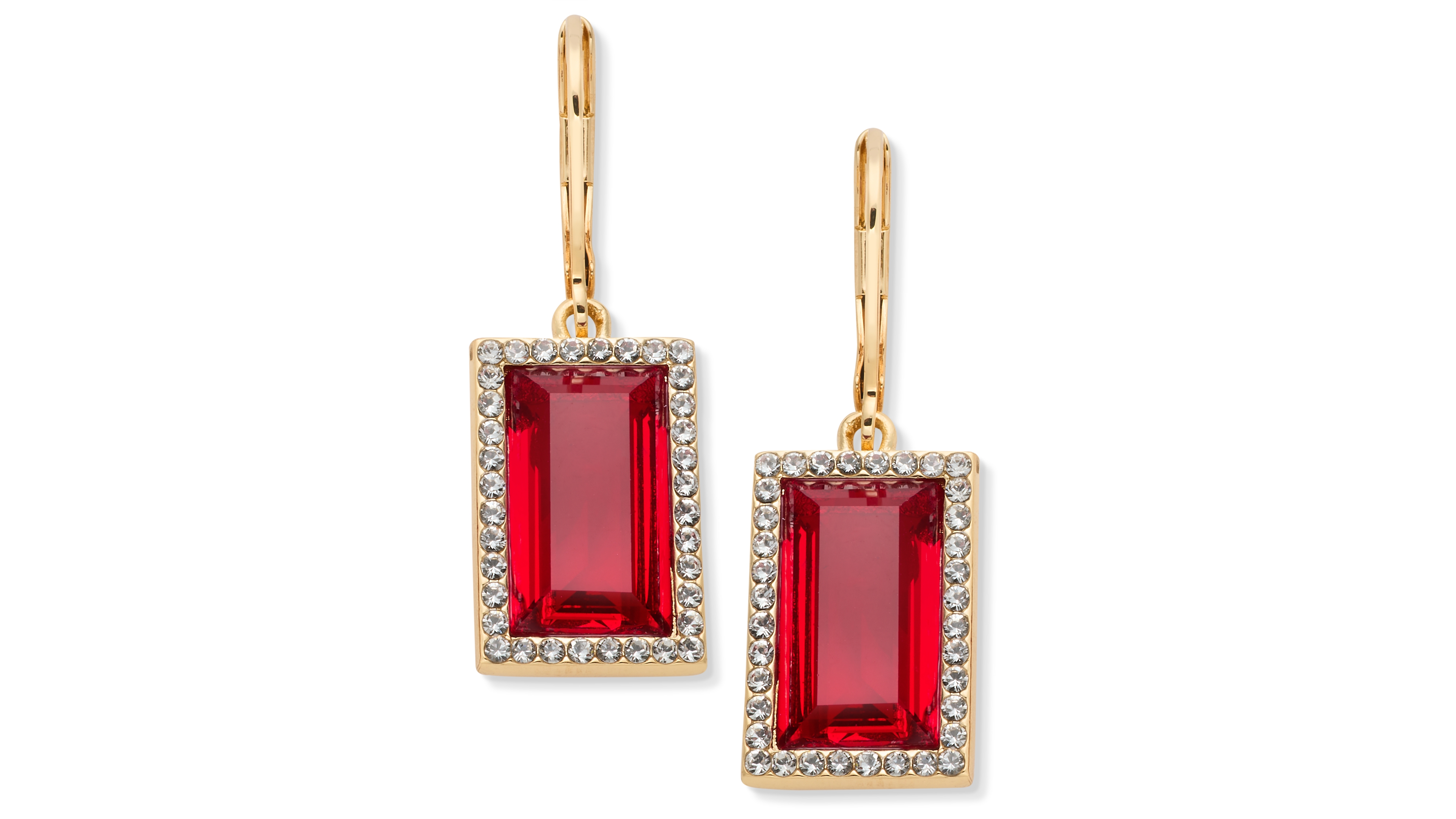 Lauren Ralph Crystal Pave Baguette Drop Earrings