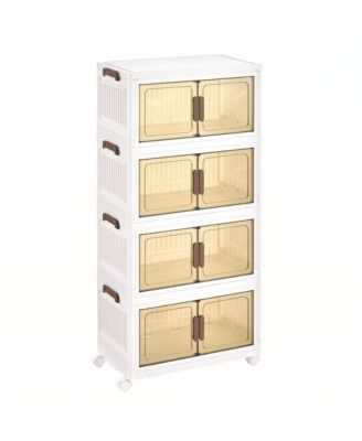 Plastic Storage Bins, 4-Tier Foldable Clothes Organizer and Storage, 21.7 x 12.2 x 43.7 Inches