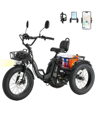 Electric Tricycle for Adults, 750W(Peak 1350W) Motor, 48V13Ah Battery, 20"x4" Folding Fat Tire 3-Wheel Electric Trike, 20MPH, Hydraulic Brakes