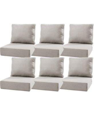 24"x24"x6" Patio Thick Cushions and Pillows Set - Deep Seat Indoor/Outdoor Water and Fade Resistant