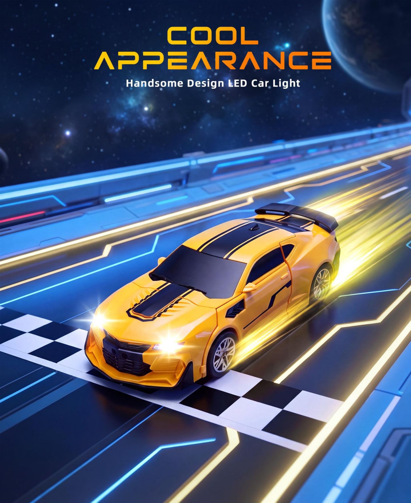 Детская игрушка SUGIFT 1:18 RC Transforming Robot Car with LED Lights and 360-Degree Rotation, цвет: Жёлтый — фото 5