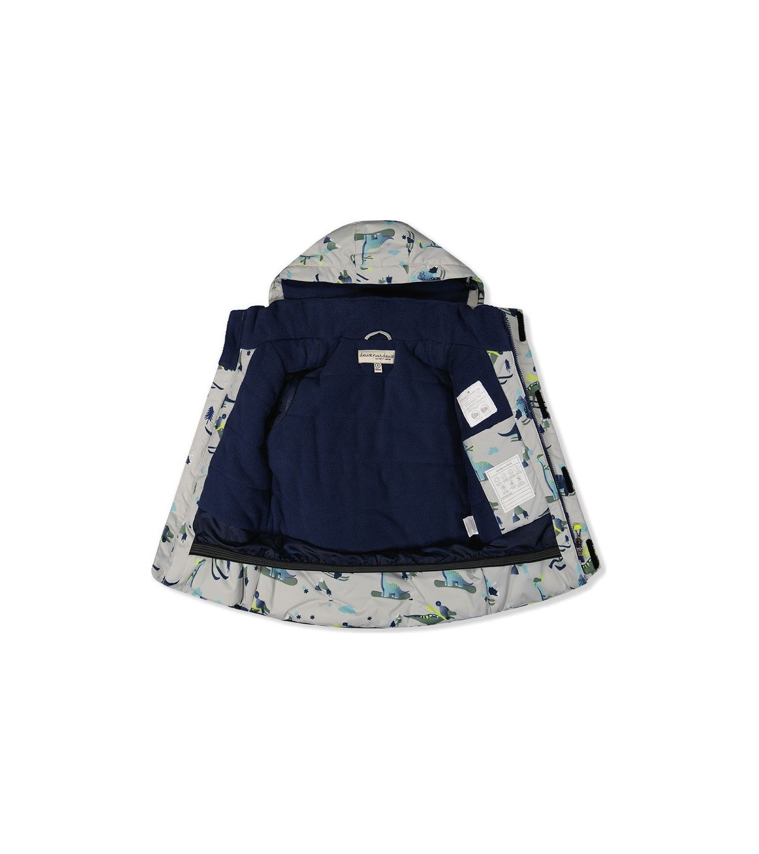 Little Boys 6-8 Two Piece Discover Snowsuit Grey Skiing Dinosaur Print