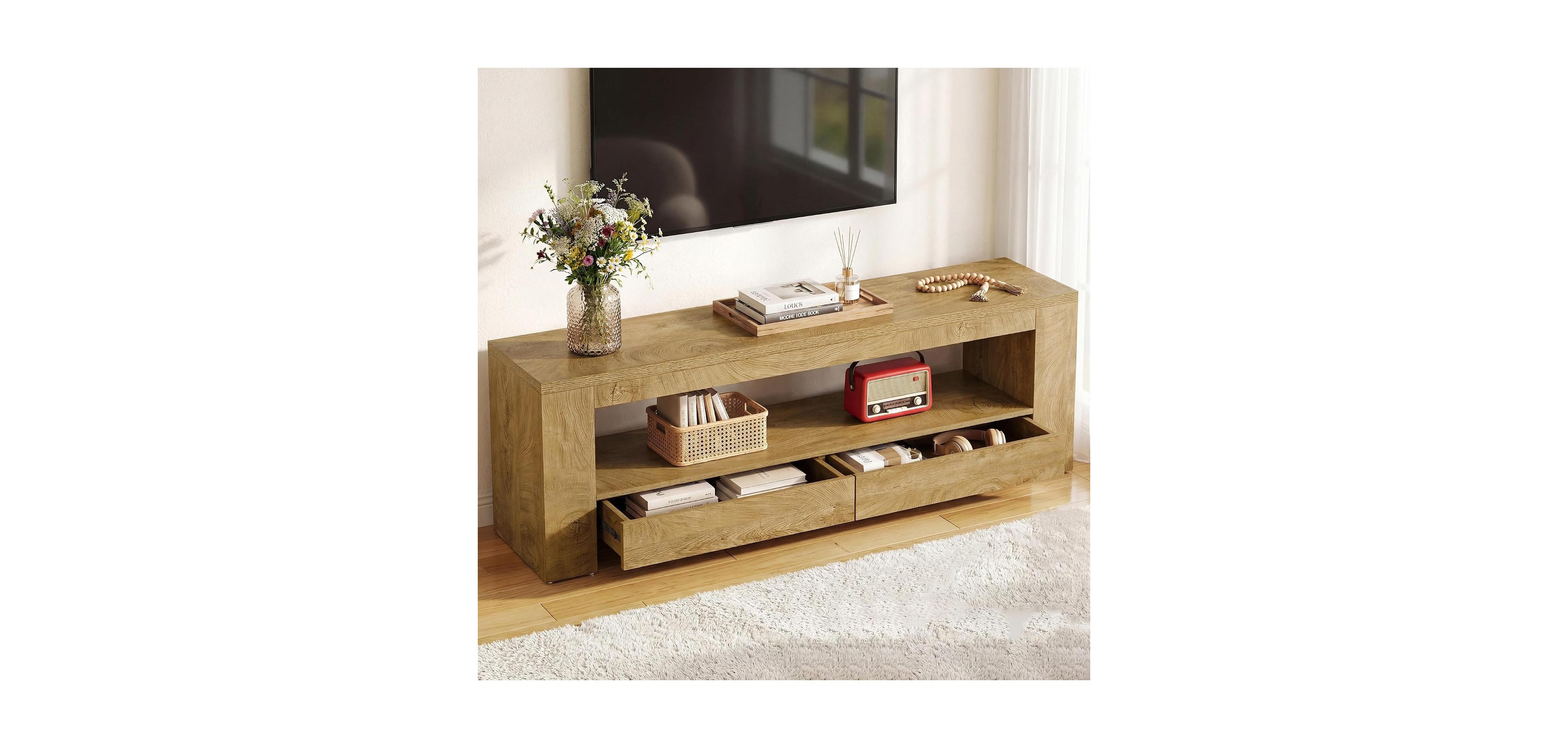 Tribesigns Tv Stand with 2 Drawers, 63" Entertainment Center