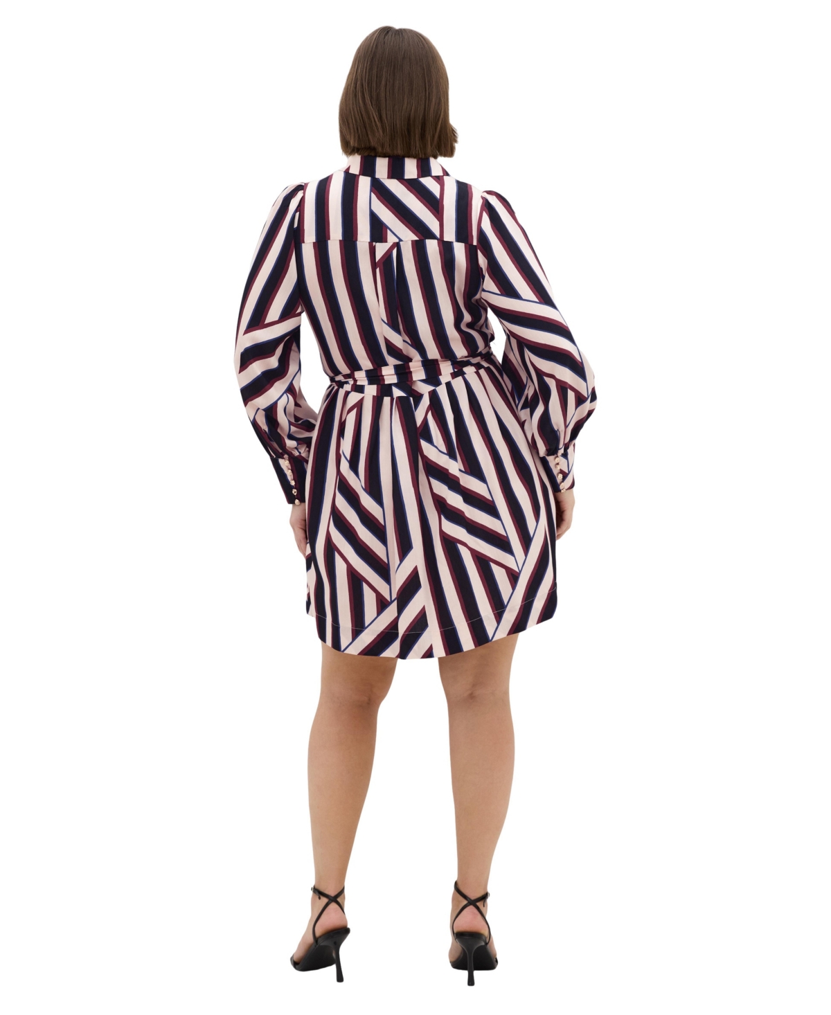 City Chic Plus Timeless Stripe Long-Sleeve Mini Shirt Dress