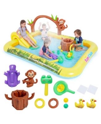Animal-Themed Inflatable Splash Pool with Slide and Interactive Water Sprayer Ages 2-6