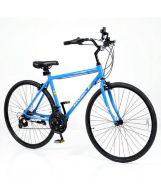 700C Hybrid Bike for Adults 18-Speed with Adjustable Saddle and Built-In Phone Holder