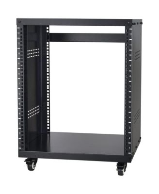 12U AV Rack Stand 19 in Open Frame Recording Studio Rack on Lockable Caster Wheels