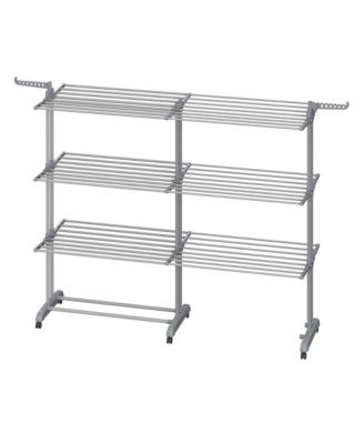 Foldable Clothes Drying Rack, Heavy Duty 4-Tier Laundry Rack with Wheels, 78.7 x 25 x 69.9 Inches