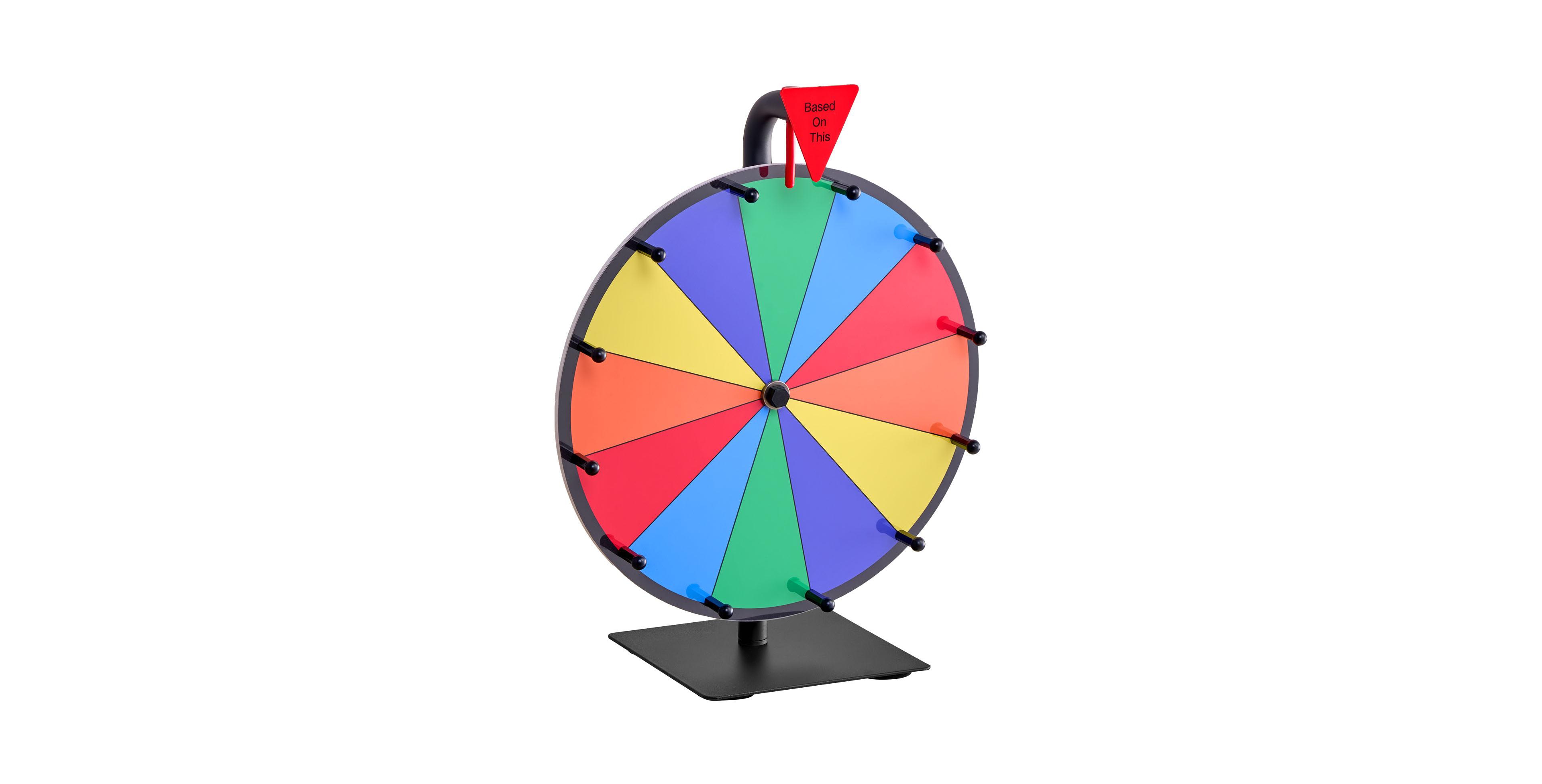 Sevorley 12 inch Tabletop Spinning Prize Wheel, 12 Slots with Dry-Erase and 2 Markers