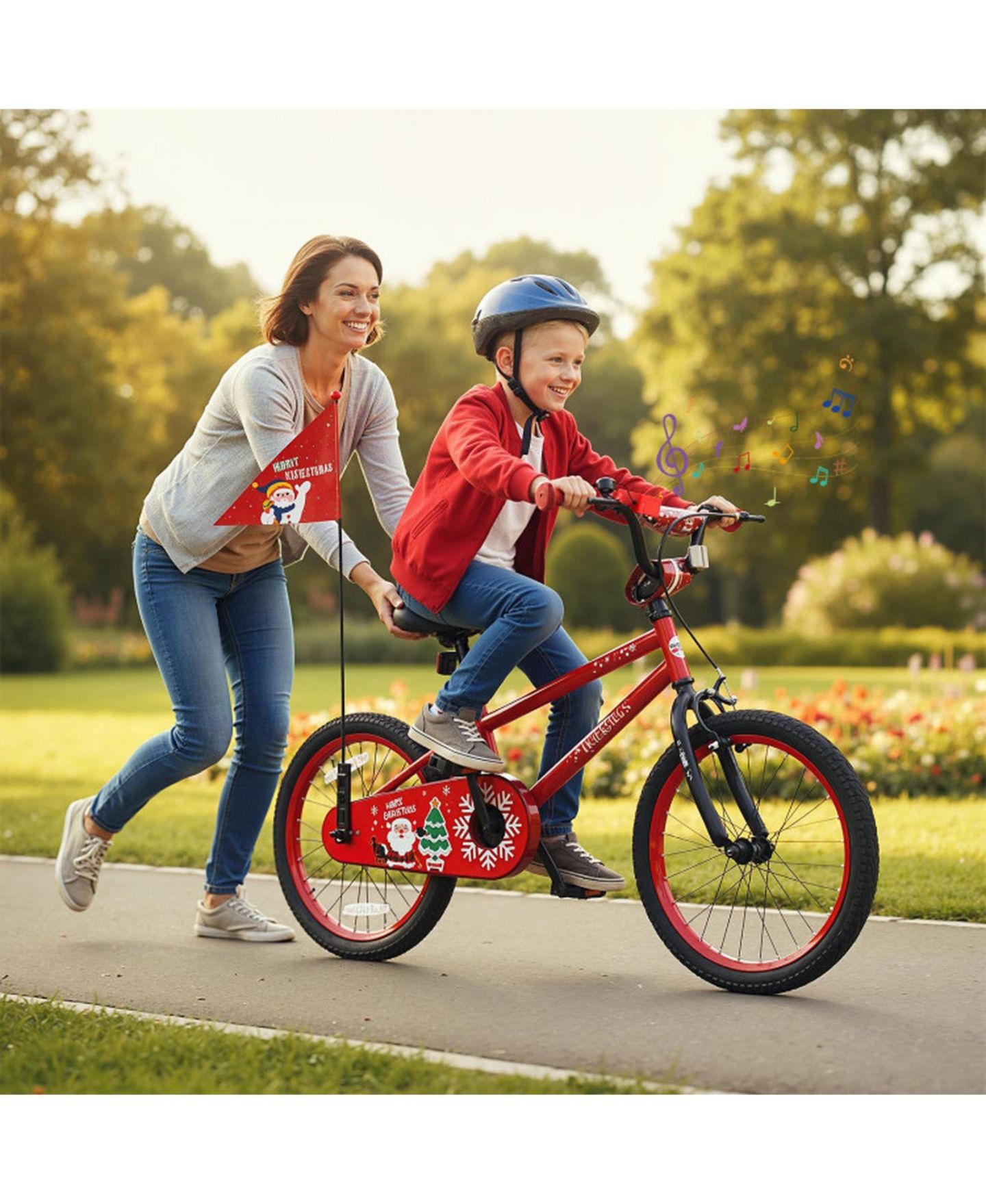 Детская игрушка SUGIFT 18 Inch Holiday Edition Kids Bike with Built-in Music and Triple Brakes, Ages 4-8, цвет: Красный — фото 2