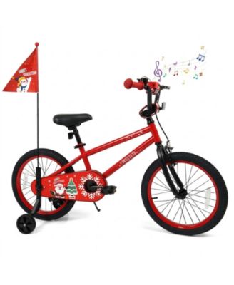 18 Inch Holiday Edition Kids Bike with Built-in Music and Triple Brakes, Ages 4-8
