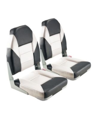 High Back Folding Fishing Boat Seat 2 Pack with Thickened Cushion and Aluminum Hinges