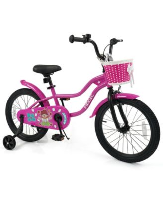 18-Inch Metal Kids Bike with Training Wheels and Coaster Brake, 132 lbs Capacity, Ages 4-8