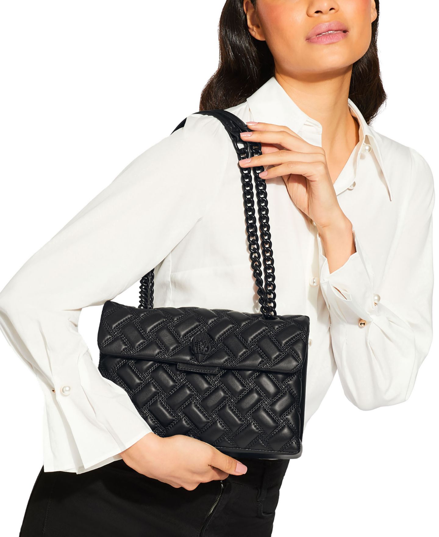 Женская сумка Kurt Geiger London Kensington Drench Medium Quilted Leather Shoulder, цвет: Чёрный — фото 2