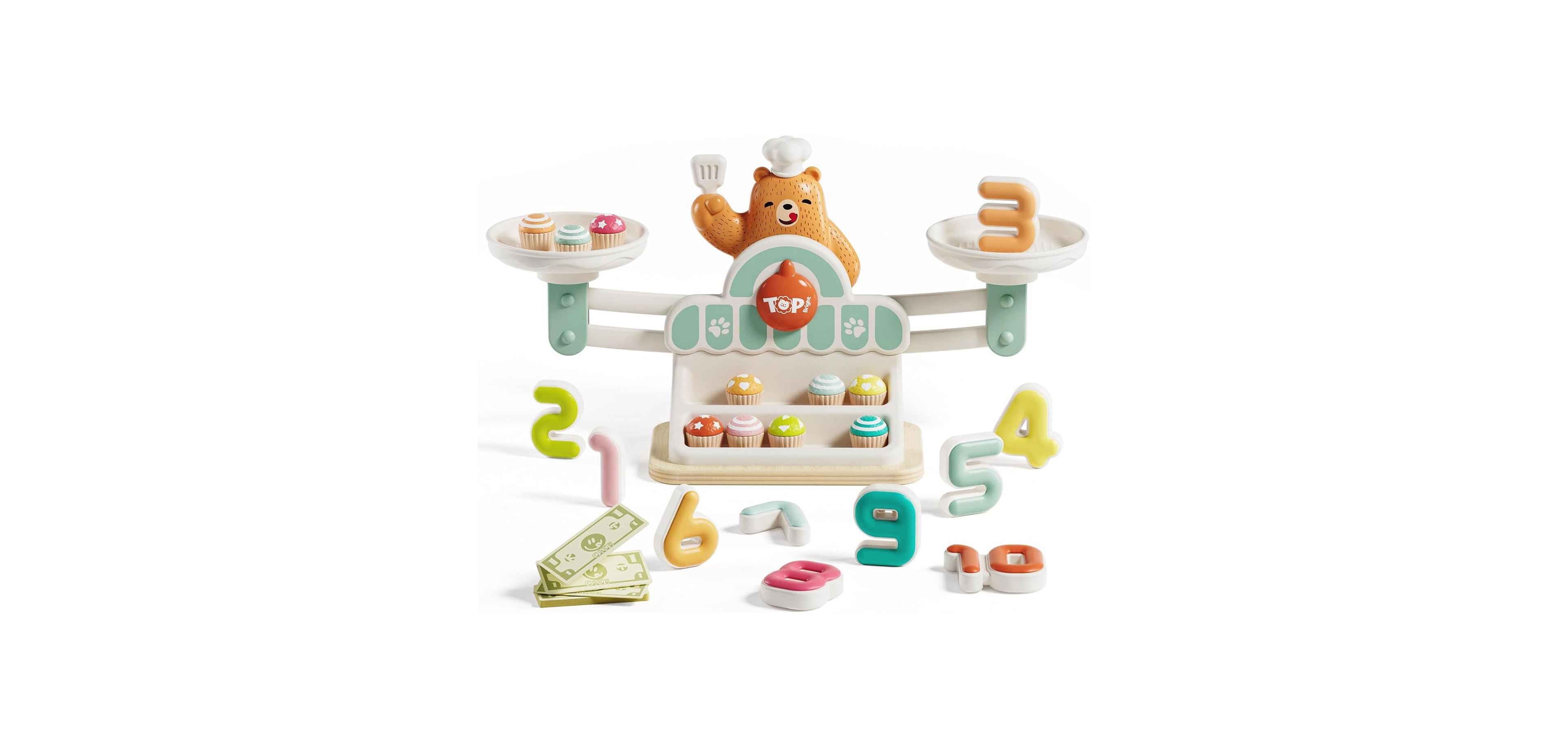 Top Bright Yummy Bear Scale Balance Counting Math Game 35-Piece Board Game, Ages 3+