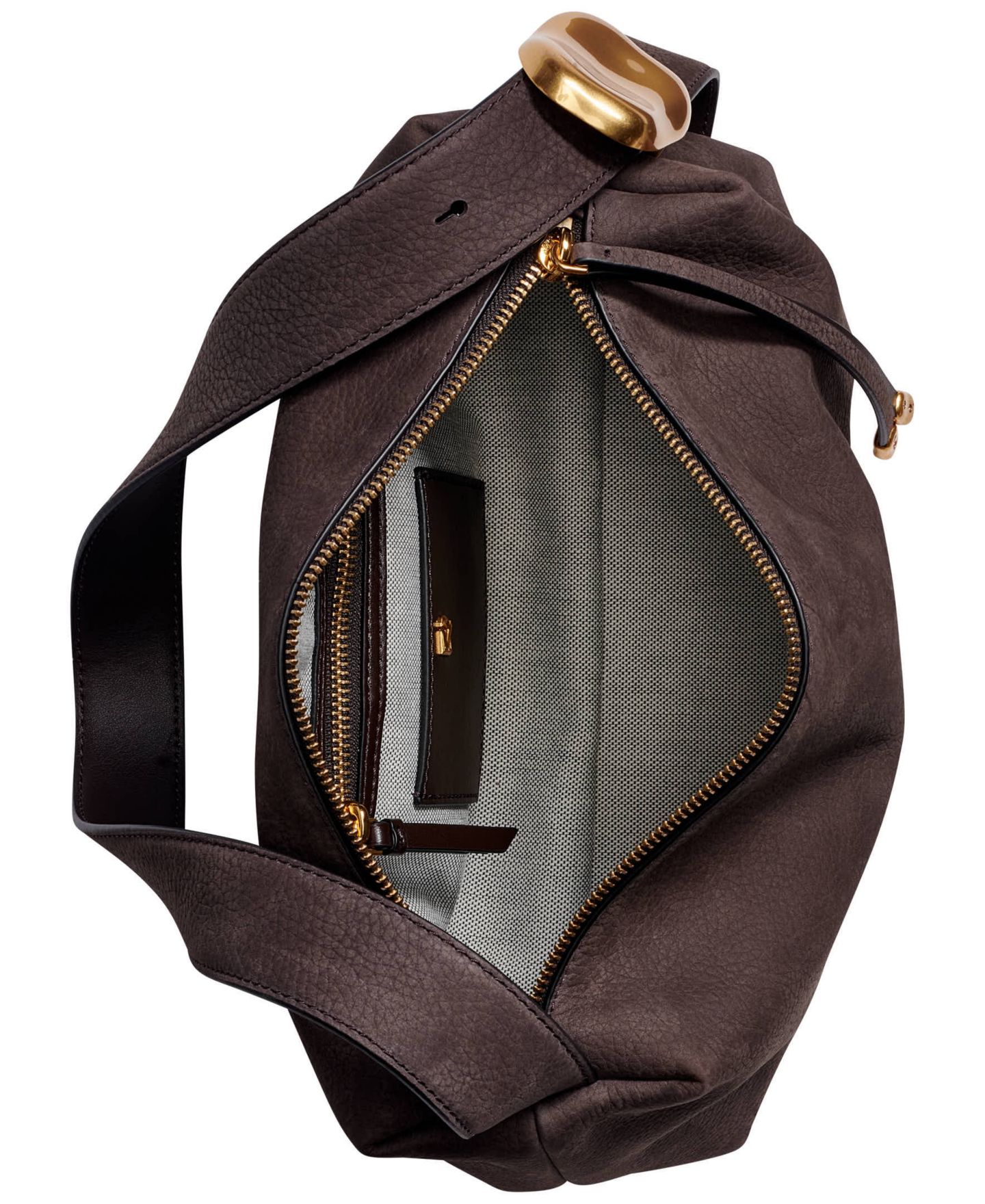 Женская сумка Donna Karan New York Heather Structured Medium Shoulder Handbag, цвет: Тёмно-коричневый — фото 4