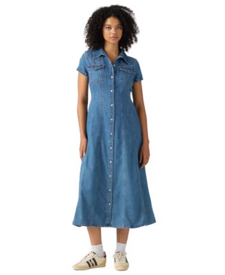 Women's Western Fit & Flare Midi Denim Dress