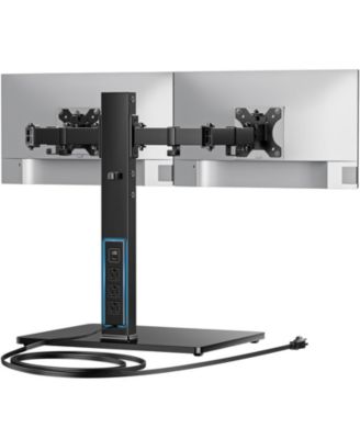Full-Motion Dual Monitor Mount with Power Outlet Compatible with 13"-32" Monitors