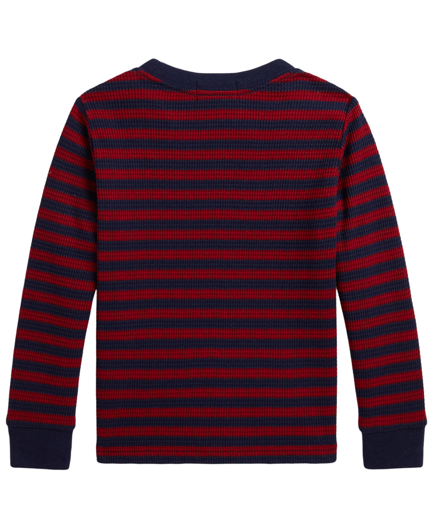 Детская хлопковая футболка Polo Ralph Lauren в полоску, вафельная вязка, 2T-7, цвет: Красный / Тёмно-синий — фото 2