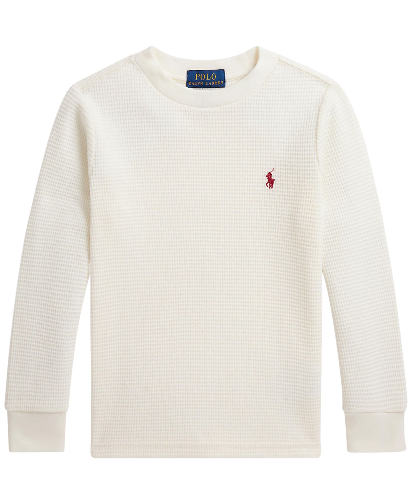 Футболка Polo Ralph Lauren Waffle-Knit Cotton Long-Sleeve T-Shirt для мальчиков, цвет: Кремовый — фото 4