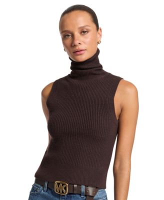 MICHAEL Women's Merino Wool Sleeveless Turtleneck Sweater Vest