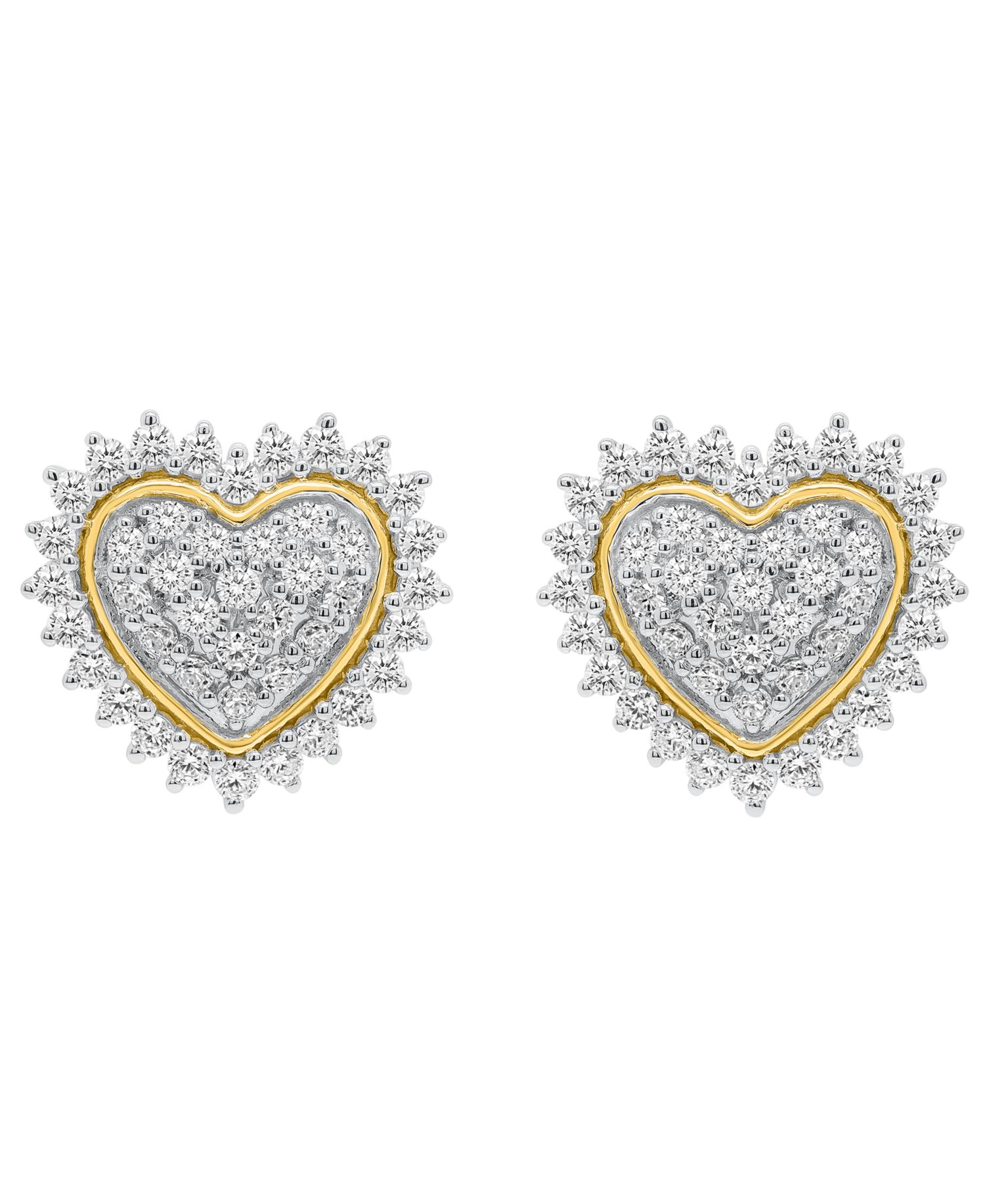 Lab-Grown Diamond Heart Cluster Stud Earrings (1 ct. t.w.) in Sterling Silver