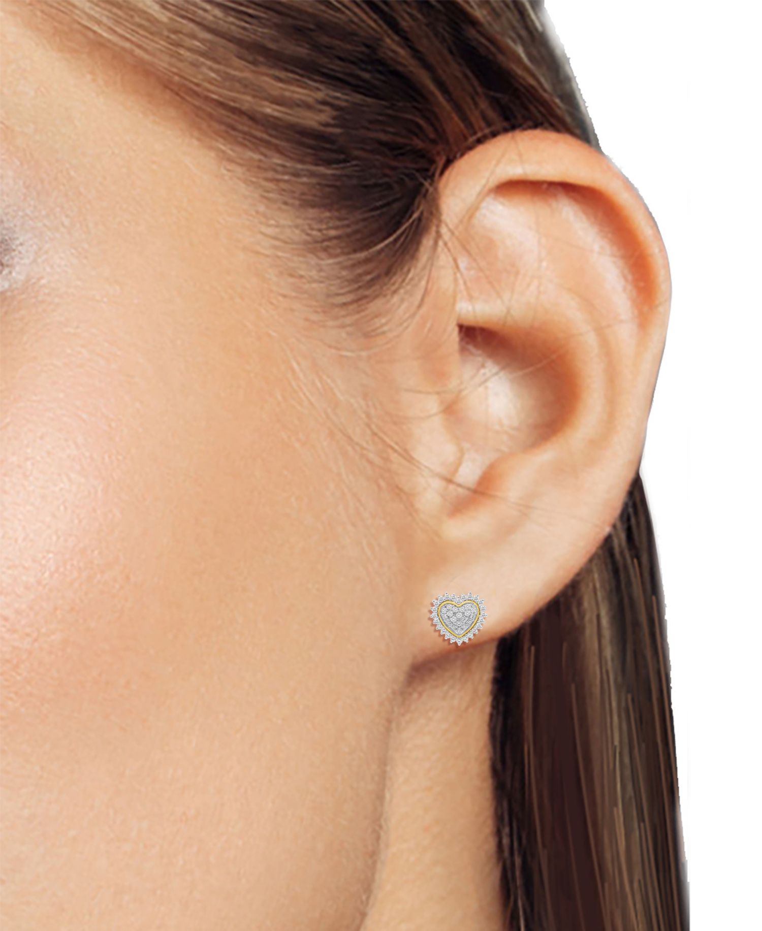 Lab-Grown Diamond Heart Cluster Stud Earrings (1 ct. t.w.) in Sterling Silver