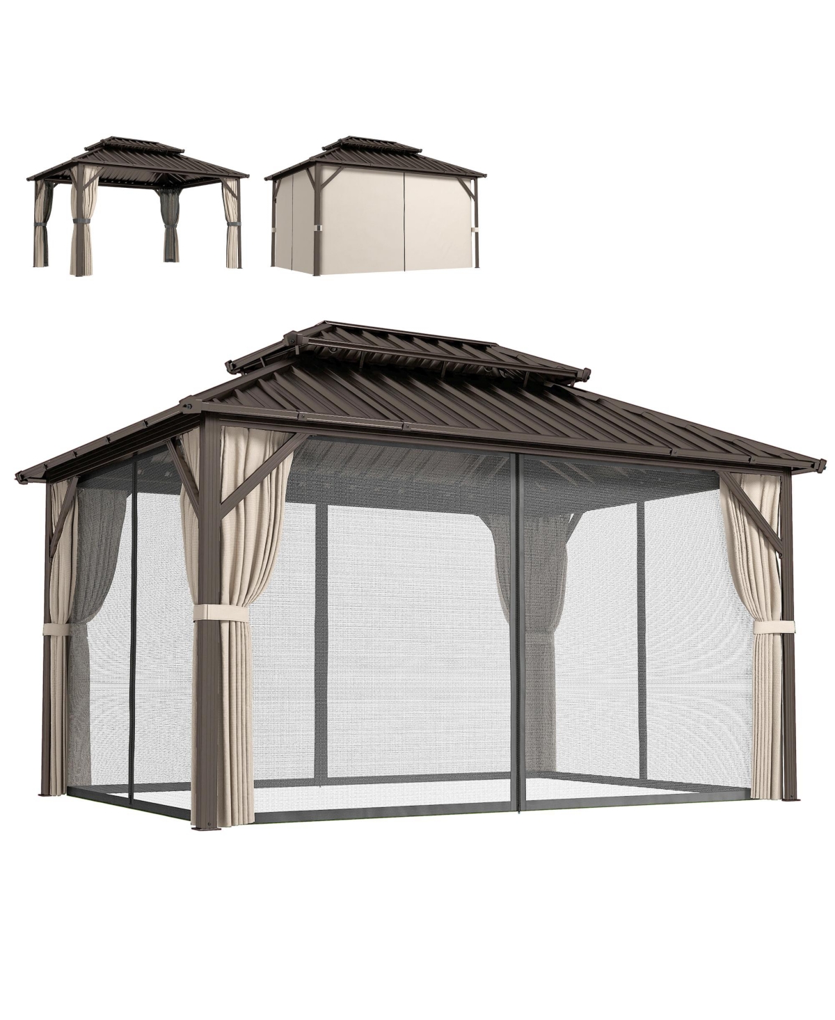 Outsunny 10' x 14' Hardtop Gazebo with UPF50+ Double Galvanized Steel Roof