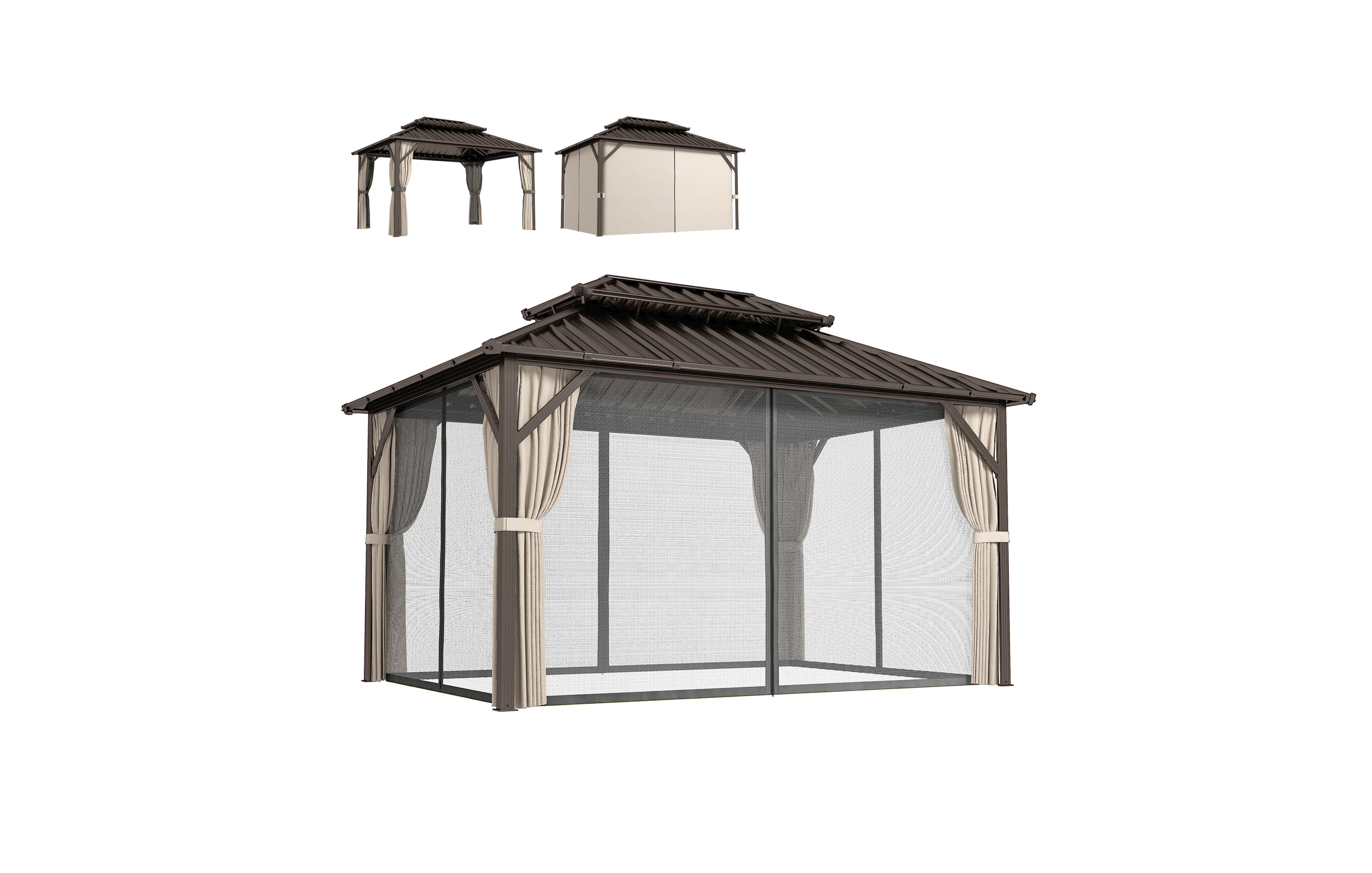 Outsunny 10' x 14' Hardtop Gazebo with UPF50+ Double Galvanized Steel Roof