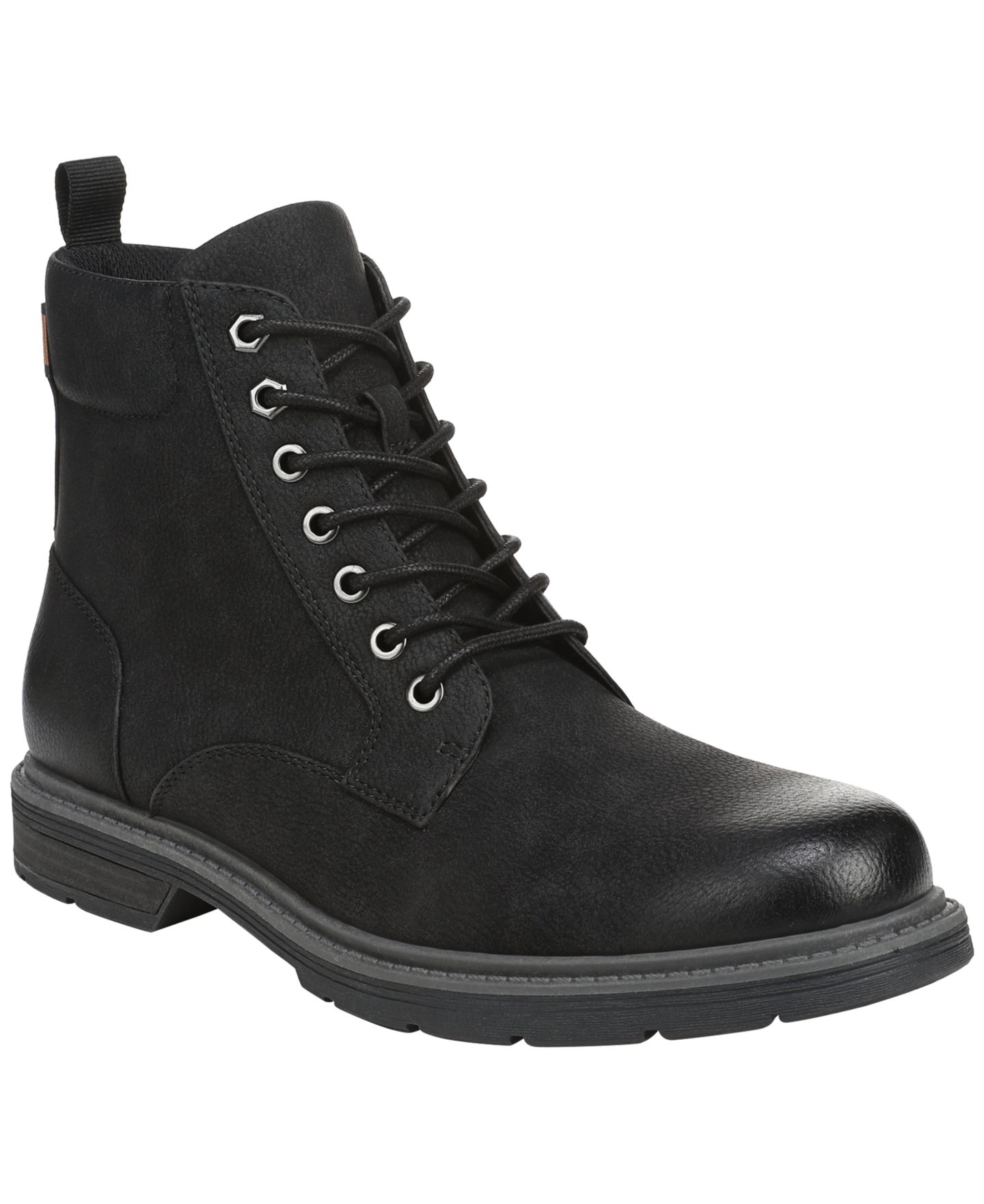 Мужские ботинки Dr. Scholl's August Lace-Up Round Toe Side Zip Faux Leather, цвет: Чёрная искусственная кожа — фото 1