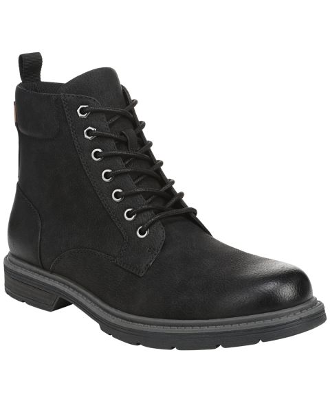 Мужские ботинки Dr. Scholl's August Lace-Up Round Toe Side Zip Faux Leather, цвет: Чёрная искусственная кожа