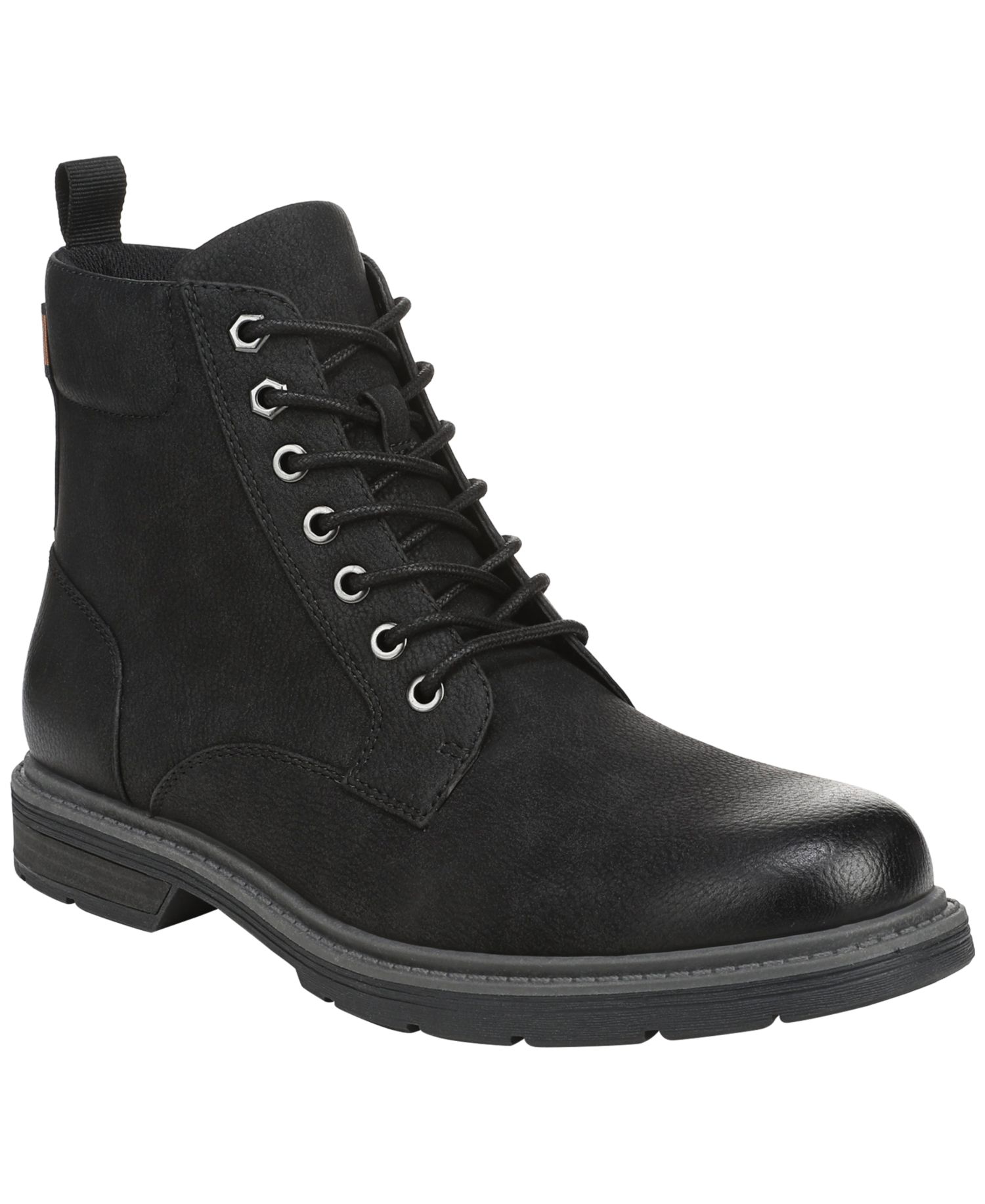 Men's August Lace-Up Round Toe Side Zip Faux Leather Boots