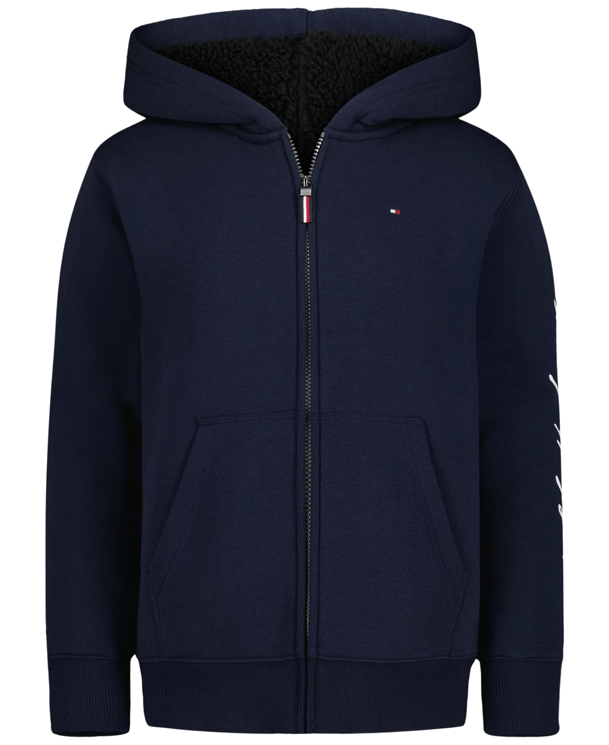 Tommy Hilfiger Boys' Signature Sherpa Lined Full Zip Hoodie - Navy Blazer