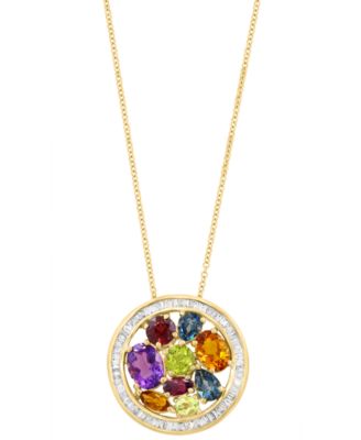 Birthstone Diamond and Multi-Gemstone Necklace (3/8 ct. t.w.) in 14k Yellow Gold