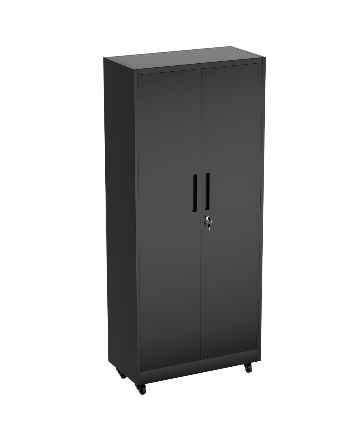 Boyel Living Rolling Tool Cabinet 4 Shelves Adjustable Locking Steel Garage Storage - Black
