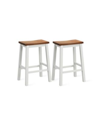 24.5-Inch Set of 2 Saddle Stools Bar Stools with Footrests for Kitchen Island