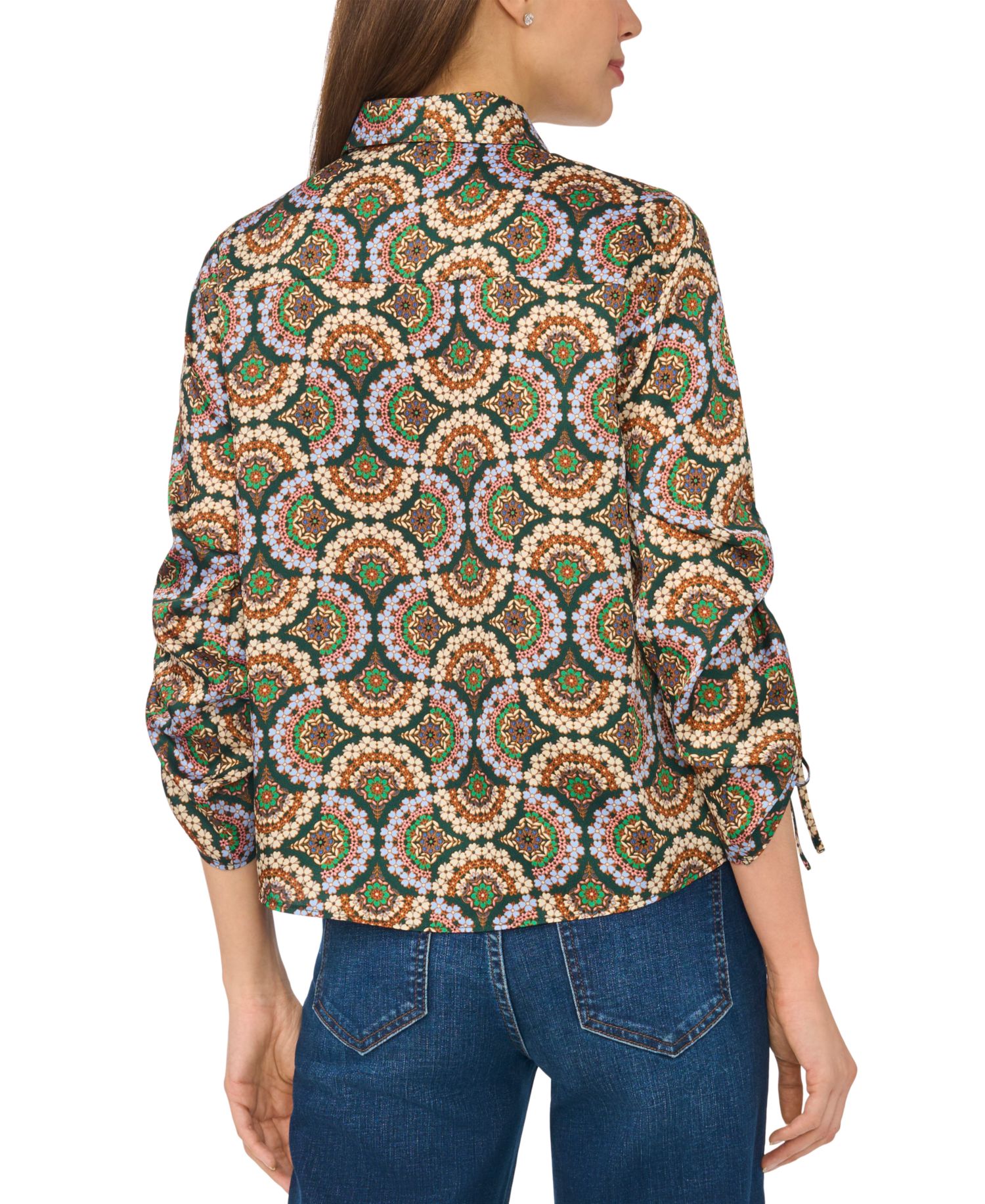 Women's Ruched Tie 3/4-Length Sleeve Shirt