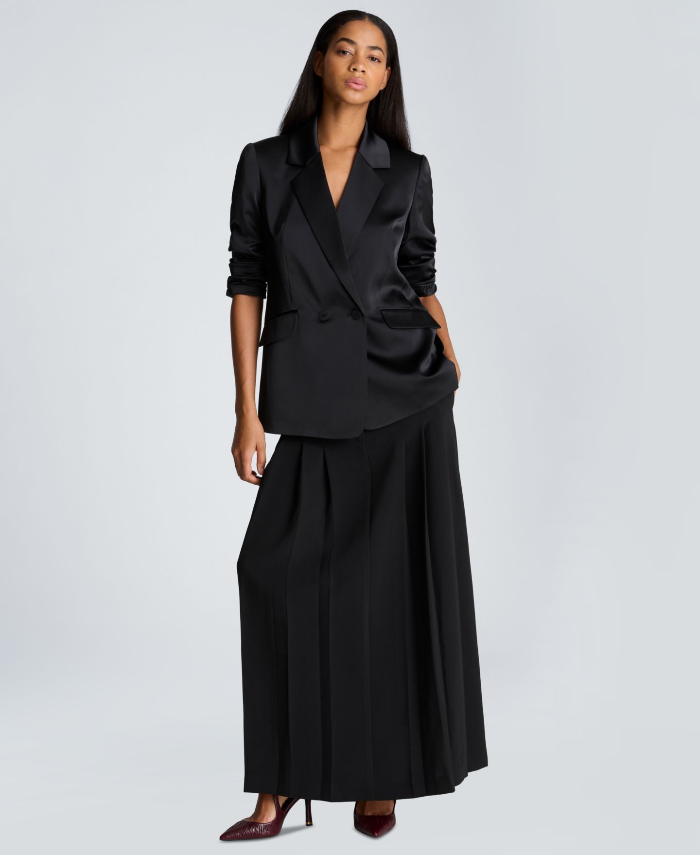 Женская юбка Kenneth Cole High-Waisted Pleated Maxi, цвет: Чёрный — фото 2