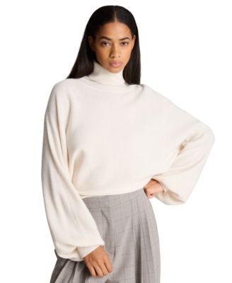 Women's Horizontal Stitch Dolman Cropped Turtleneck Sweater