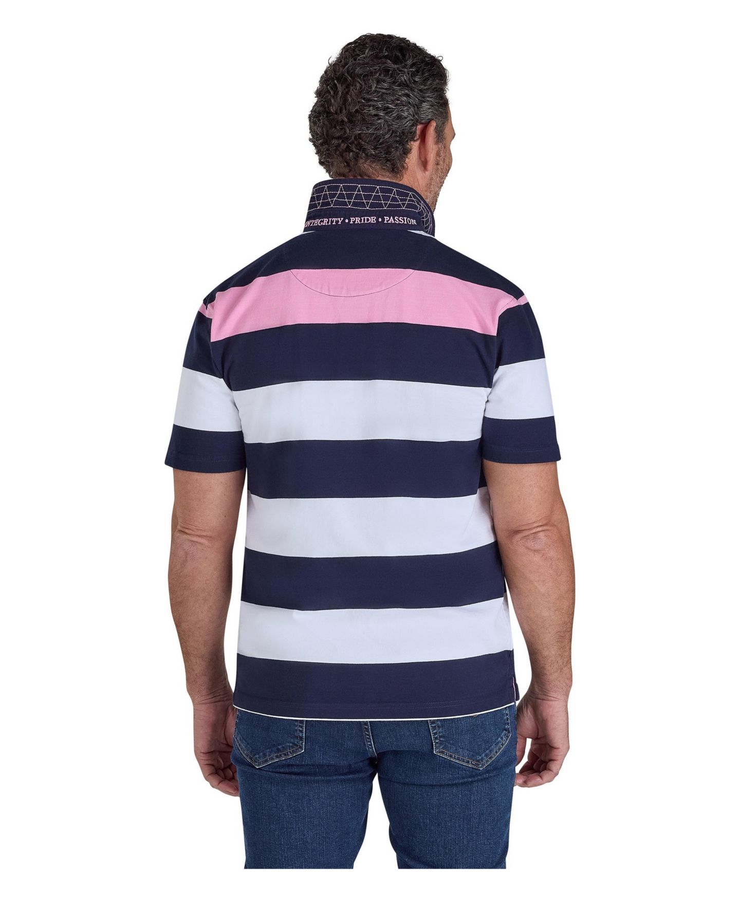 Мужская футболка Raging Bull Irregular-Stripe Classic Fit Rugby, цвет: Тёмно-синий — фото 3