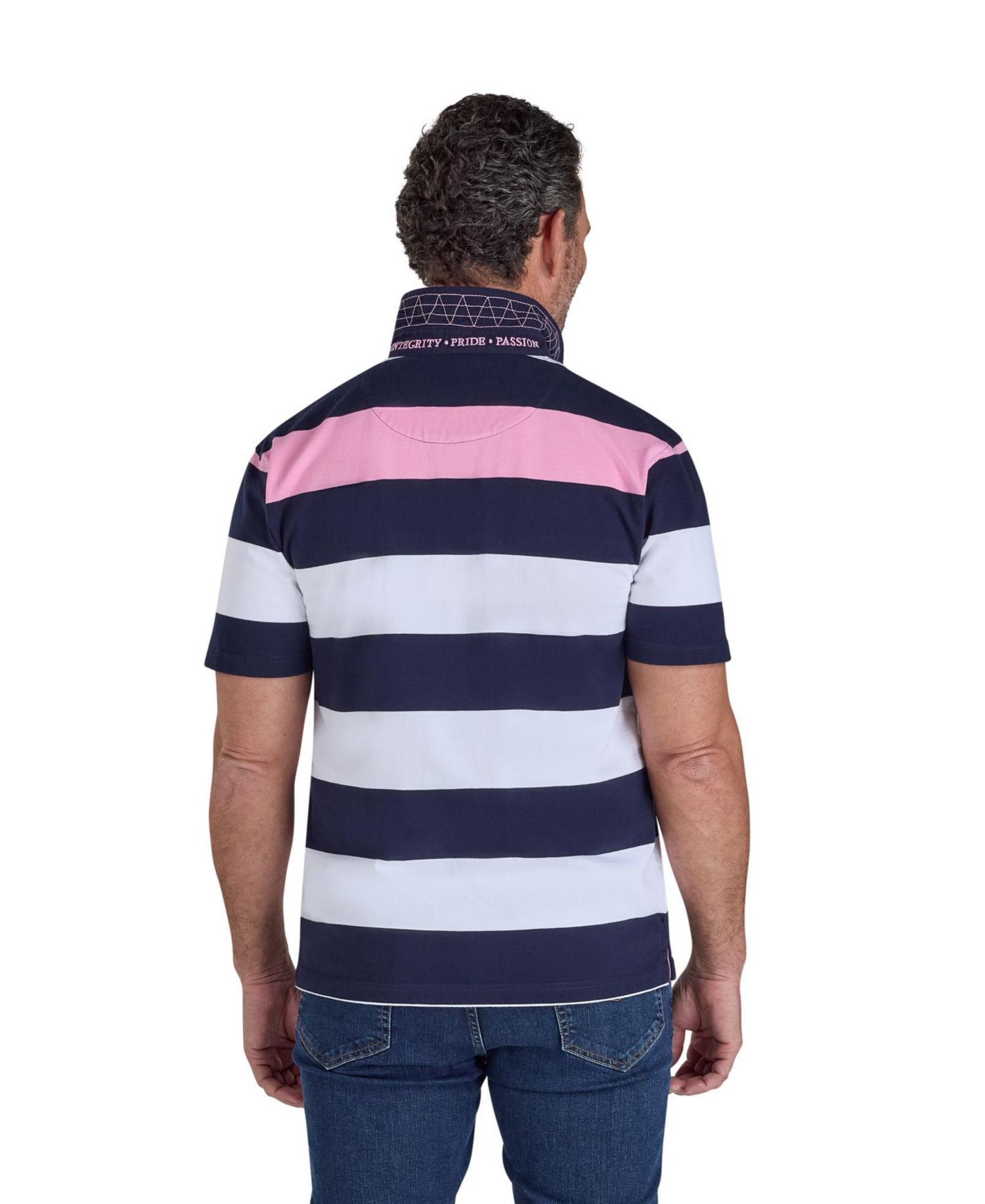Men's Irregular-Stripe Classic Fit Rugby T-Shirt