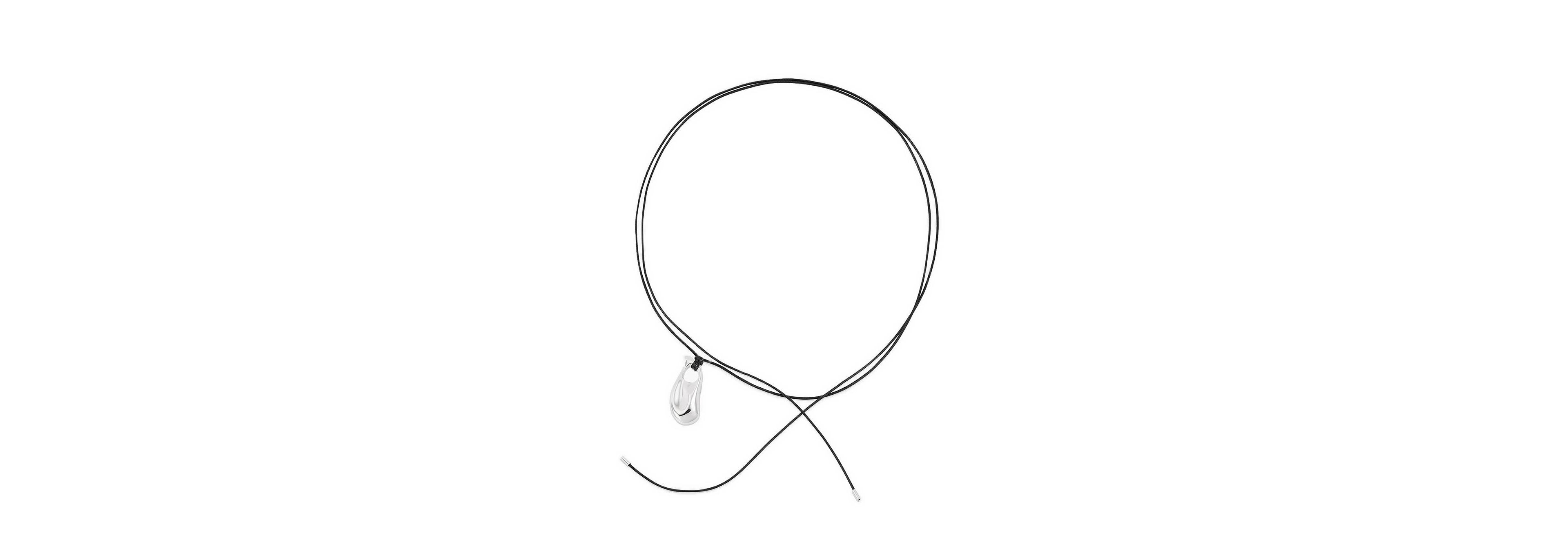 Yoj Perto Maxi Cord Necklace in Silver and Black