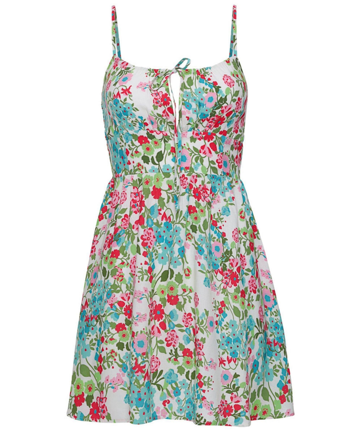 Maaji Women's Flamingo Floral Fit & Flare Keyhole Neck Mini Dress