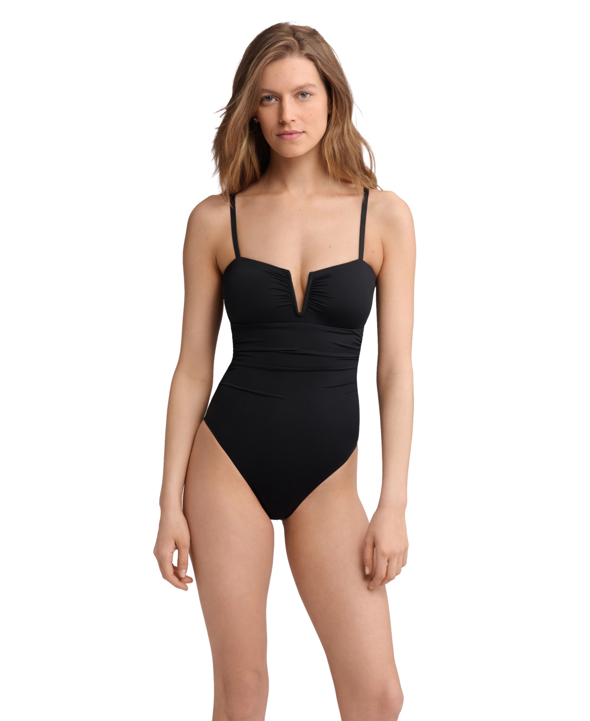 Lauren Ralph Lauren Women's V-Wire Ruched One-Piece Swimsuit - Black