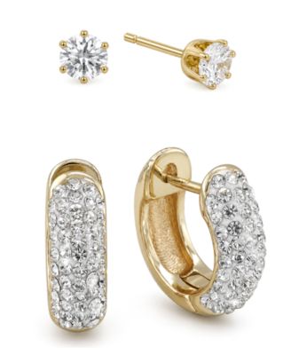 Clear Crystal Hoop and Stud Duo Earrings Set