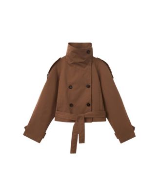 Women's Cropped Double-Breasted Trench Coat
